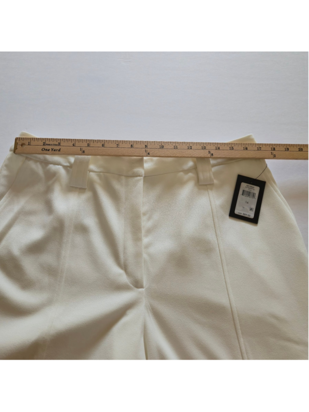 DKNY Women's Wide-Leg Crepe Cargo Pocket Ivory Pants Sz 16 NWT - Picture 8 of 13